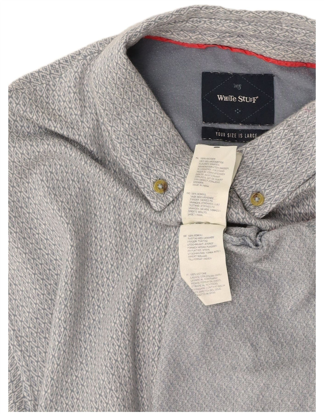 WHITE STUFF Polo da uomo grande in cotone geometrico grigio