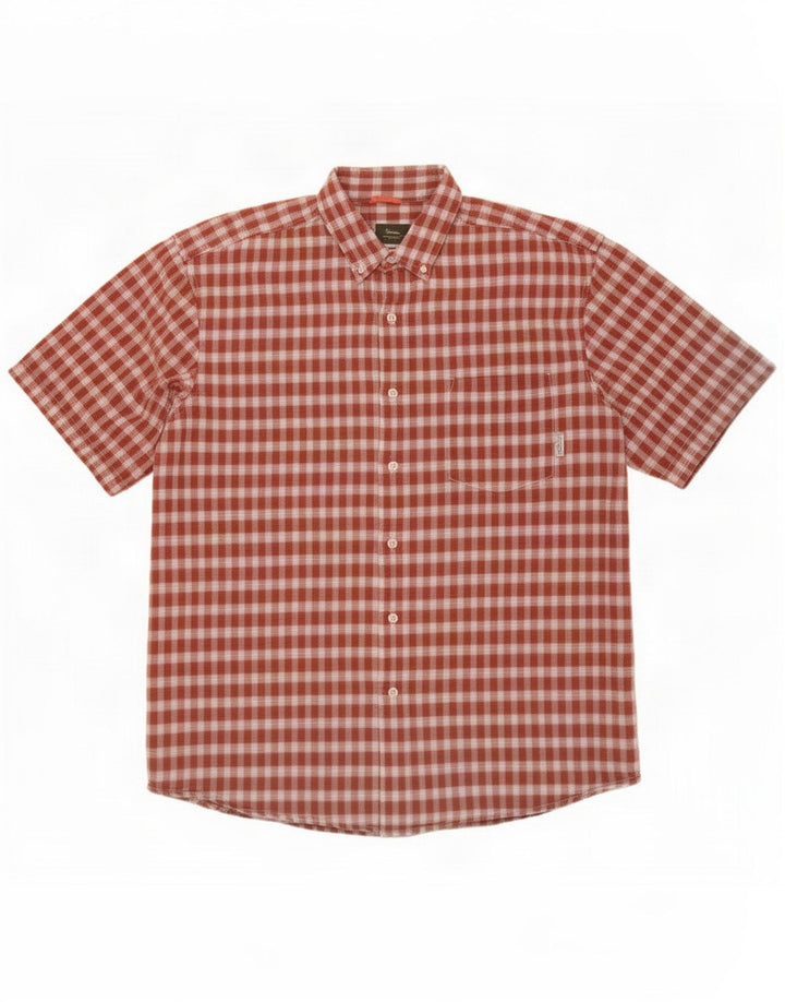 Camicia da uomo Eddie Bauer XL in cotone a quadretti rosso
