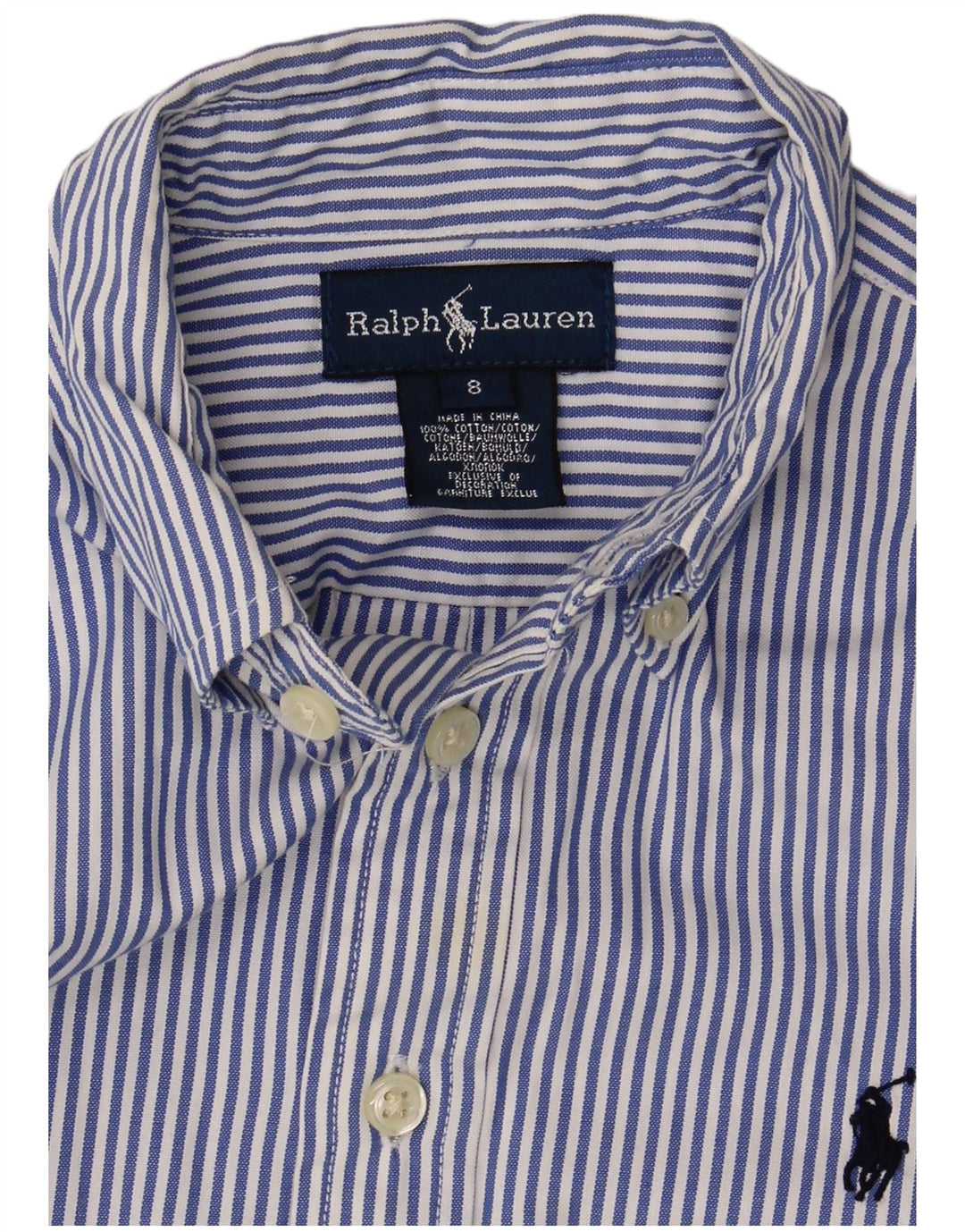 Camicia Ralph Lauren per ragazzi 7-8 anni in cotone a righe blu