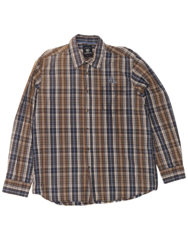 Camicia da uomo in flanella Lerros XL in cotone a quadri multicolore