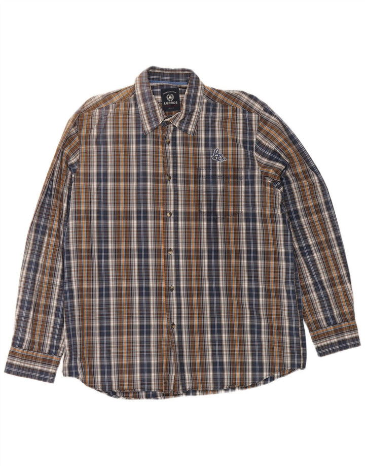 Camicia da uomo in flanella Lerros XL in cotone a quadri multicolore