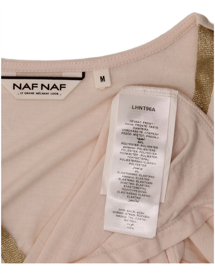 Naf Naf Canotta trasparente da donna UK 12 Poliestere rosa medio