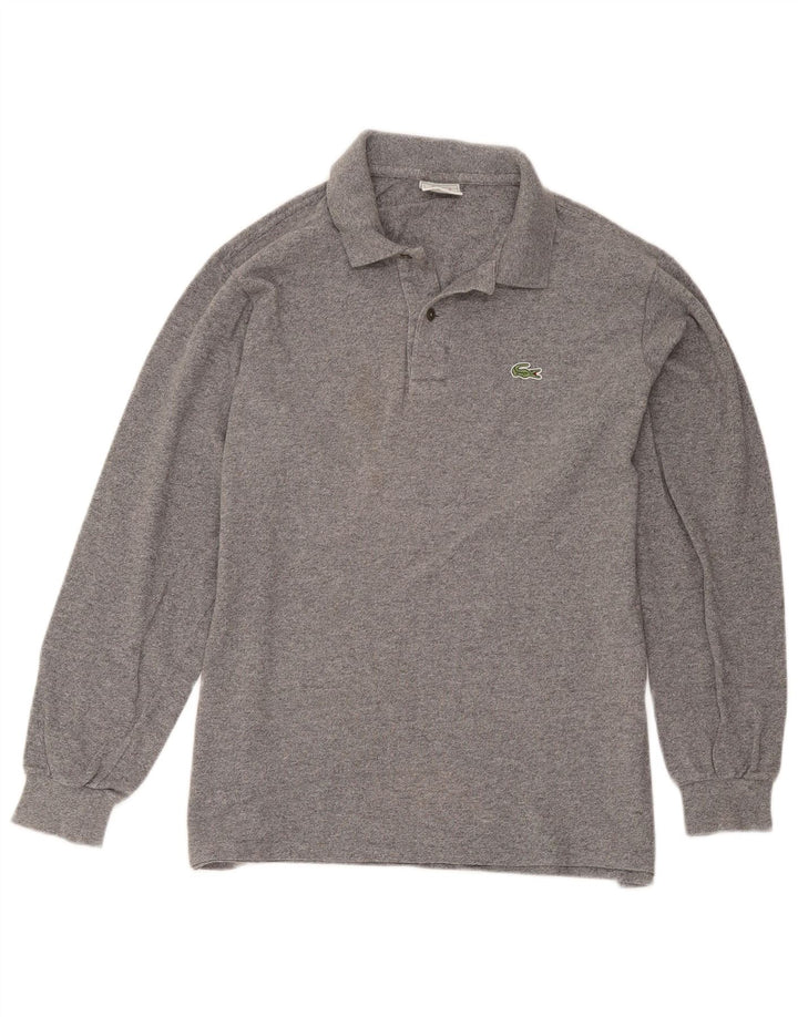 Polo da uomo a maniche lunghe Lacoste taglia 4 in cotone grigio medio