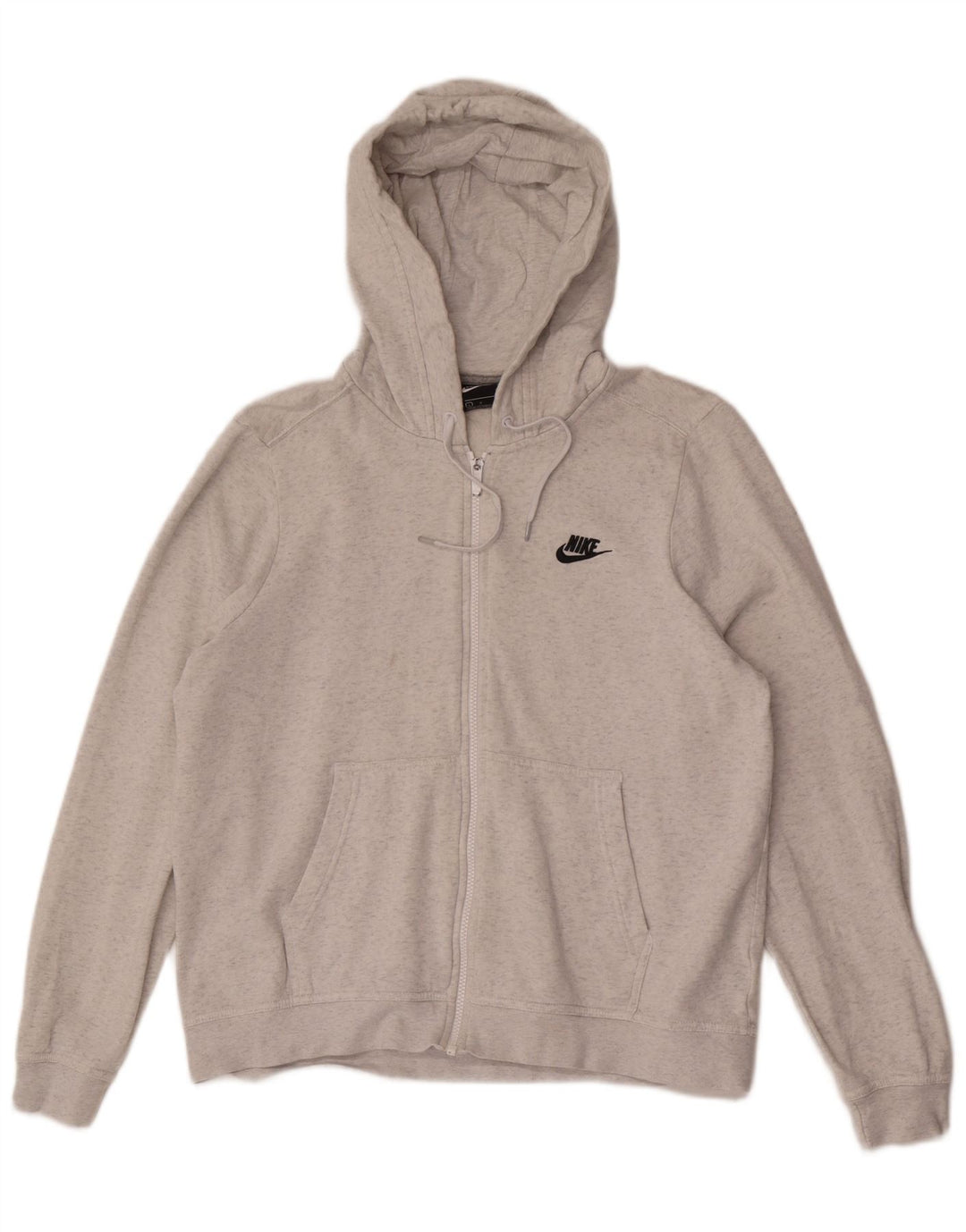 NIKE Felpa con cappuccio e zip da uomo, grande, in cotone chiazzato grigio