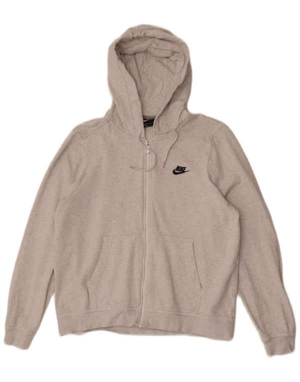 NIKE Felpa con cappuccio e zip da uomo, grande, in cotone chiazzato grigio