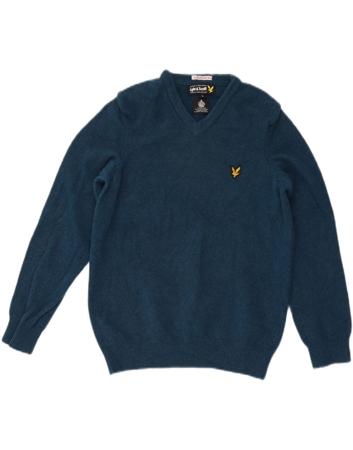 Maglione maglione con scollo a V da donna Lyle & Scott UK 10 piccolo blu