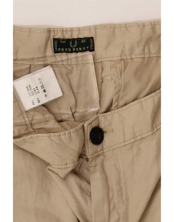 Pantaloni cropped da donna Fred Perry W31 L25 cotone beige