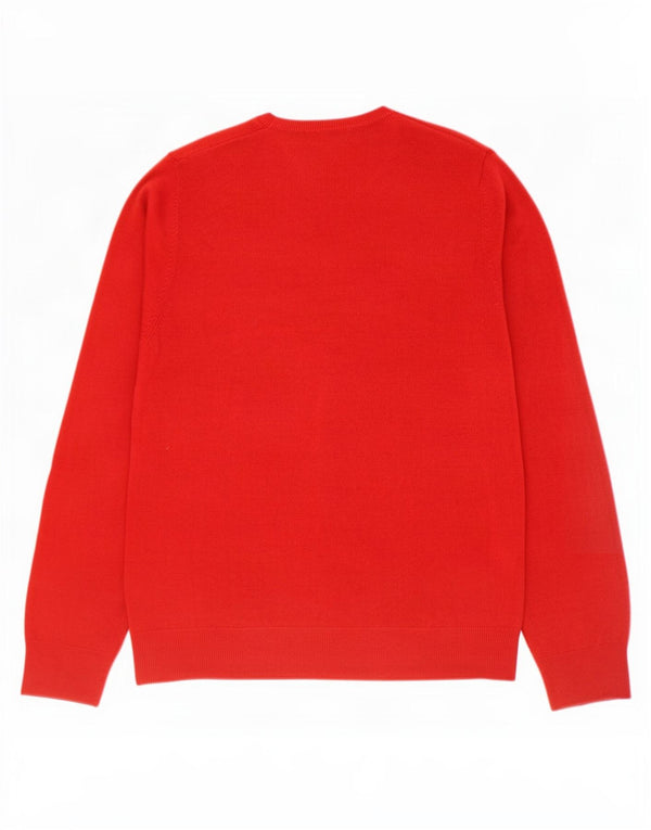 Maglione da uomo con scollo a V blu Harbour Marks & Spencer piccolo acrilico rosso