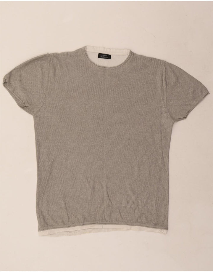 T-shirt da uomo ZARA Top grande grigia