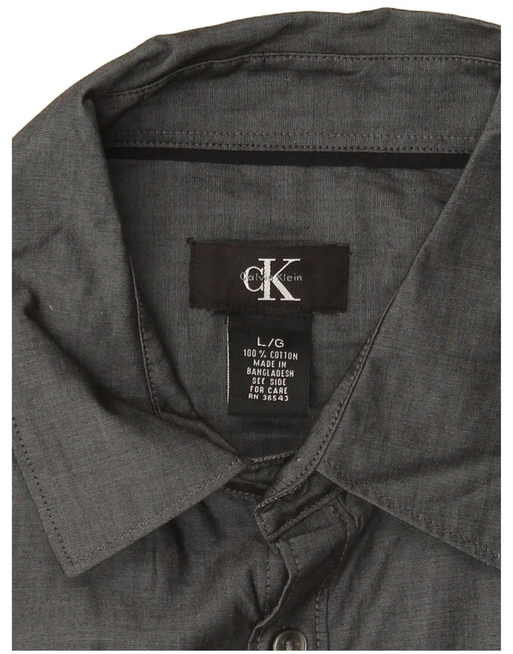 CALVIN KLEIN Camicia a maniche corte da uomo Large in cotone grigio