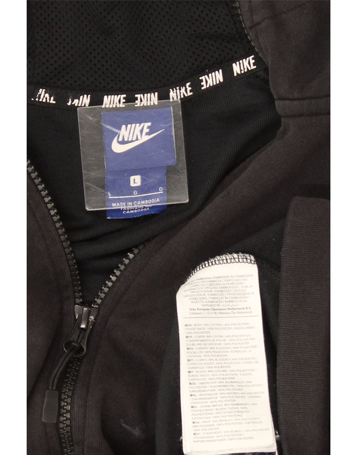Maglione con cappuccio e zip grafica da uomo NIKE grande in cotone nero