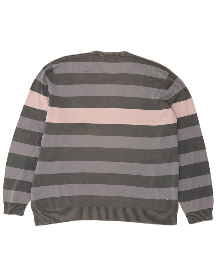 Maglione maglione girocollo autografo da uomo Marks & Spencer 2XL a righe grigie