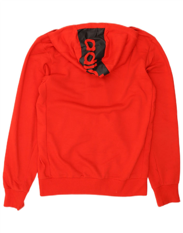 Felpa con cappuccio con zip grafica Adidas da uomo piccola in cotone rosso