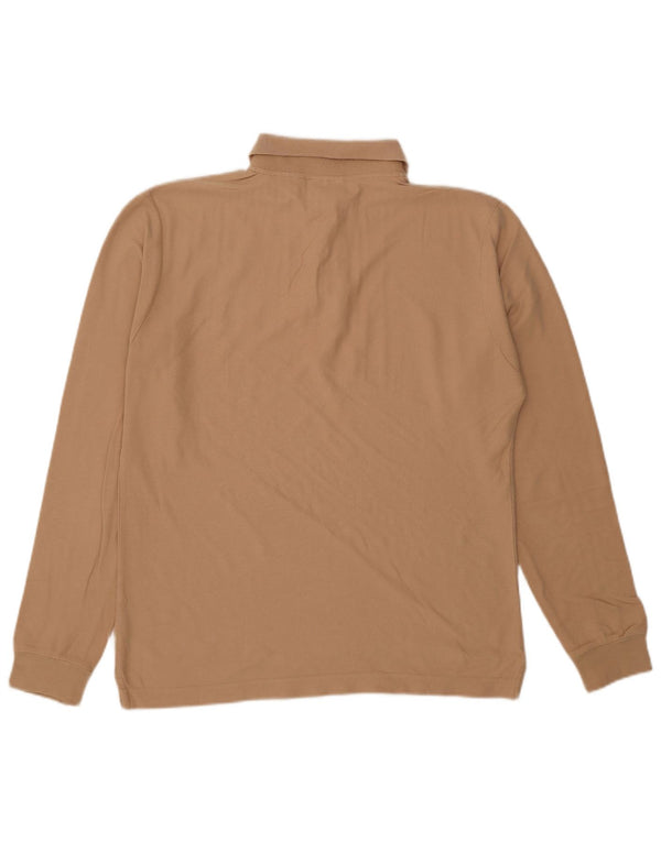 Polo da uomo a maniche lunghe Fila in cotone beige medio