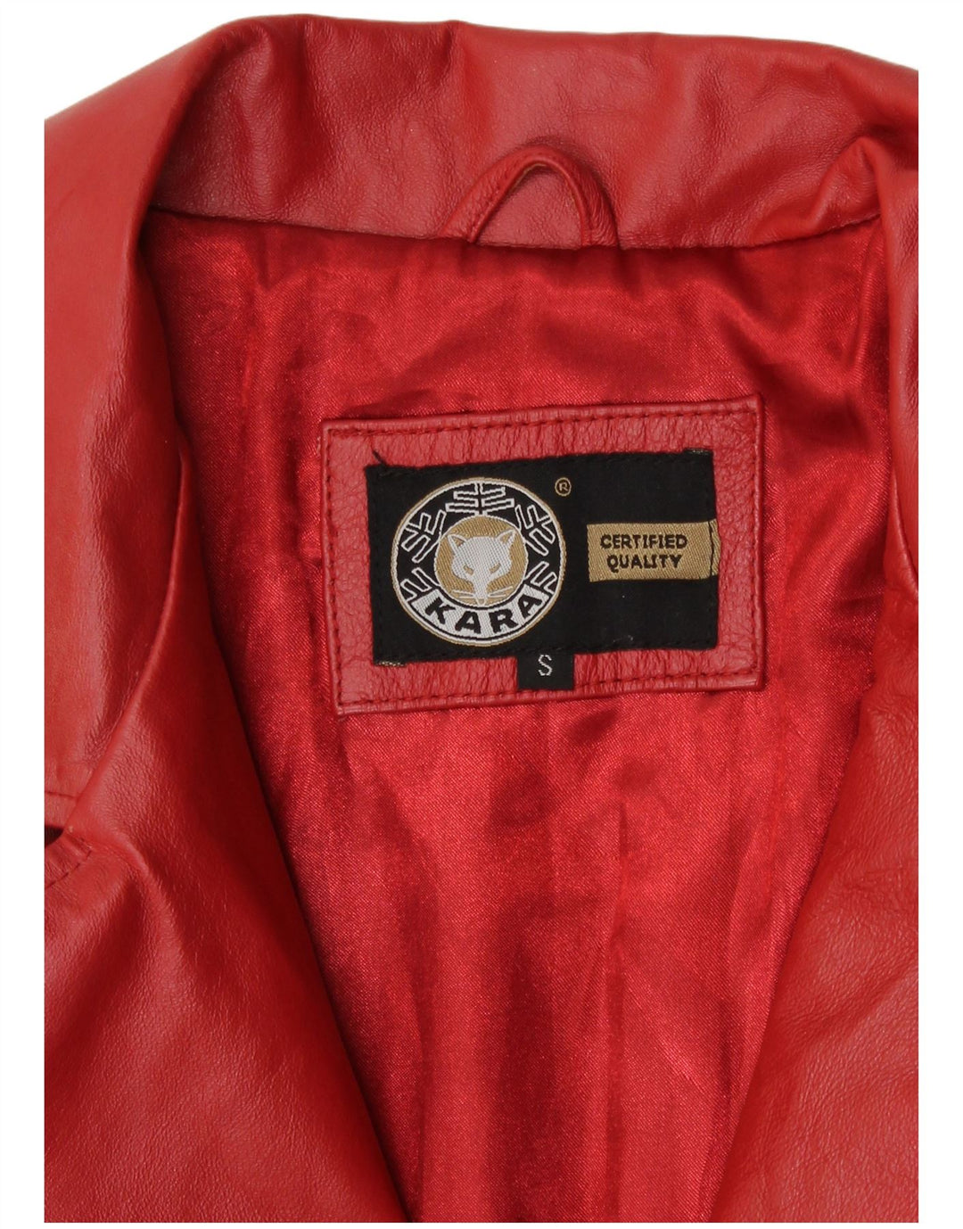 Cappotto in pelle da donna Kara UK 10 piccolo in pelle rossa