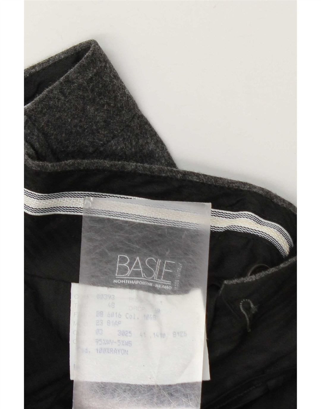 Pantaloni da completo da uomo Basile IT 48 Medium W32 L37 Lana grigia