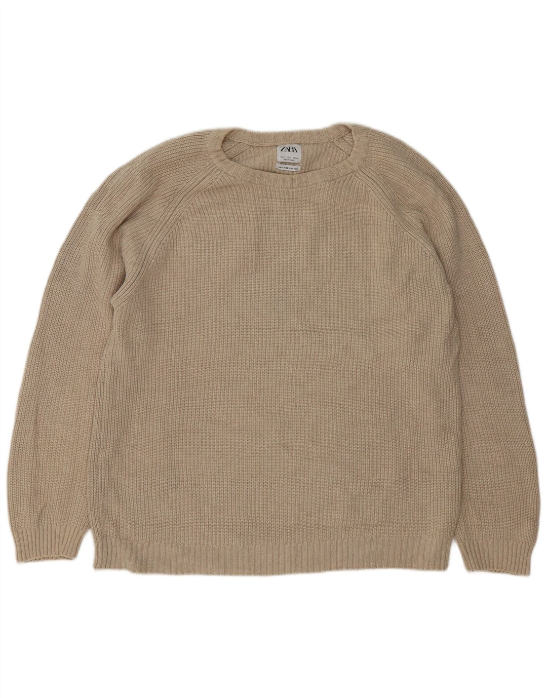 Maglione girocollo da donna Zara, maglione grande in cotone beige
