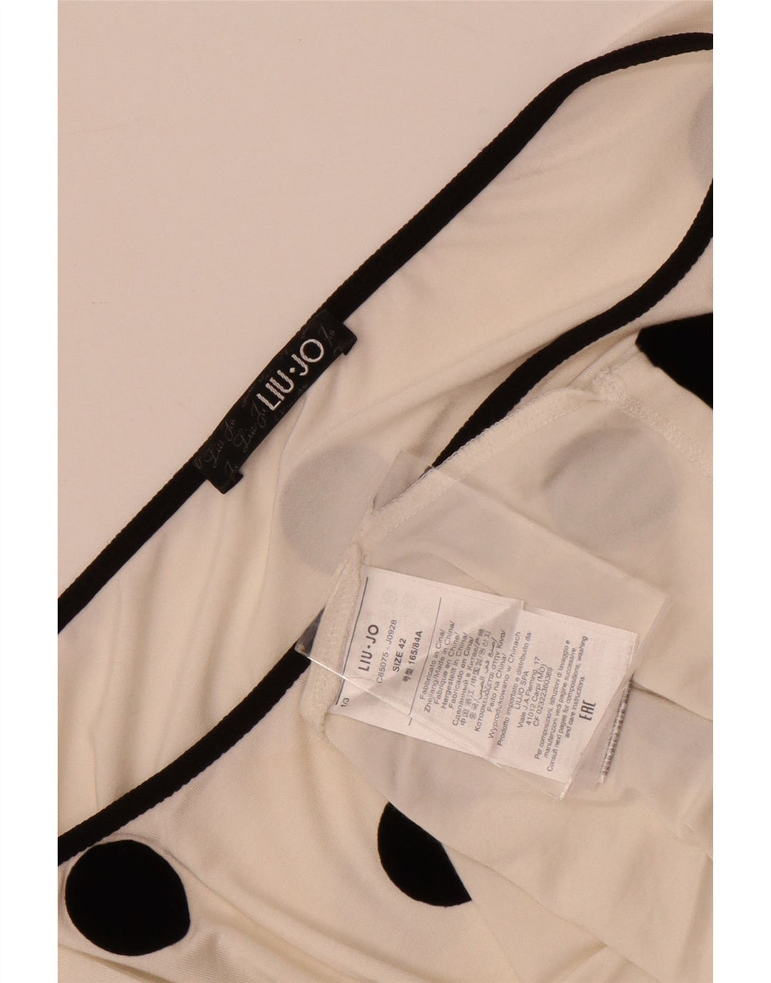 Top monospalla manica lunga donna Liu Jo IT 42 pois bianco medio