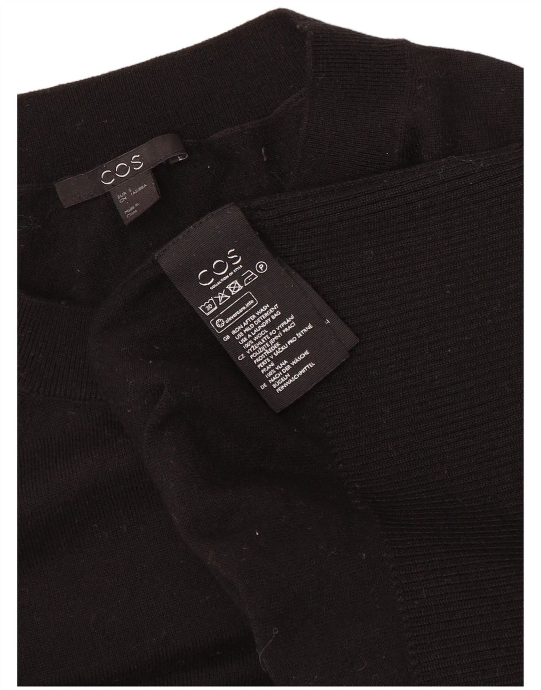 Maglione maglione girocollo oversize da donna Cos UK 10 piccolo in lana nera