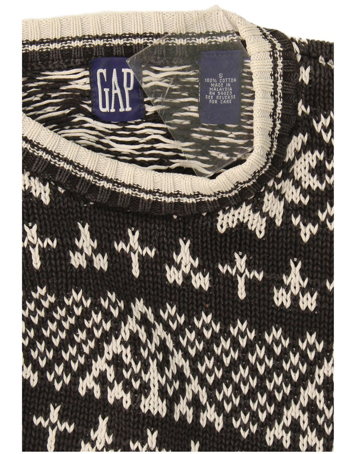 Maglione maglione girocollo da uomo Gap piccolo cotone Fair Isle nero