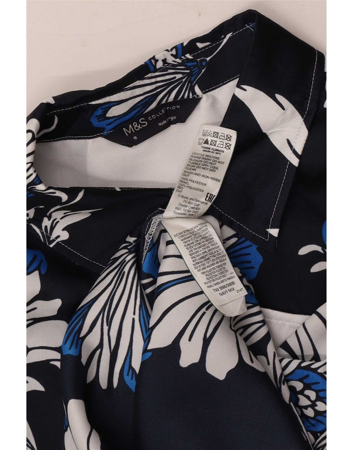 Camicetta camicia oversize da donna Marks & Spencer UK 16 grande blu navy floreale