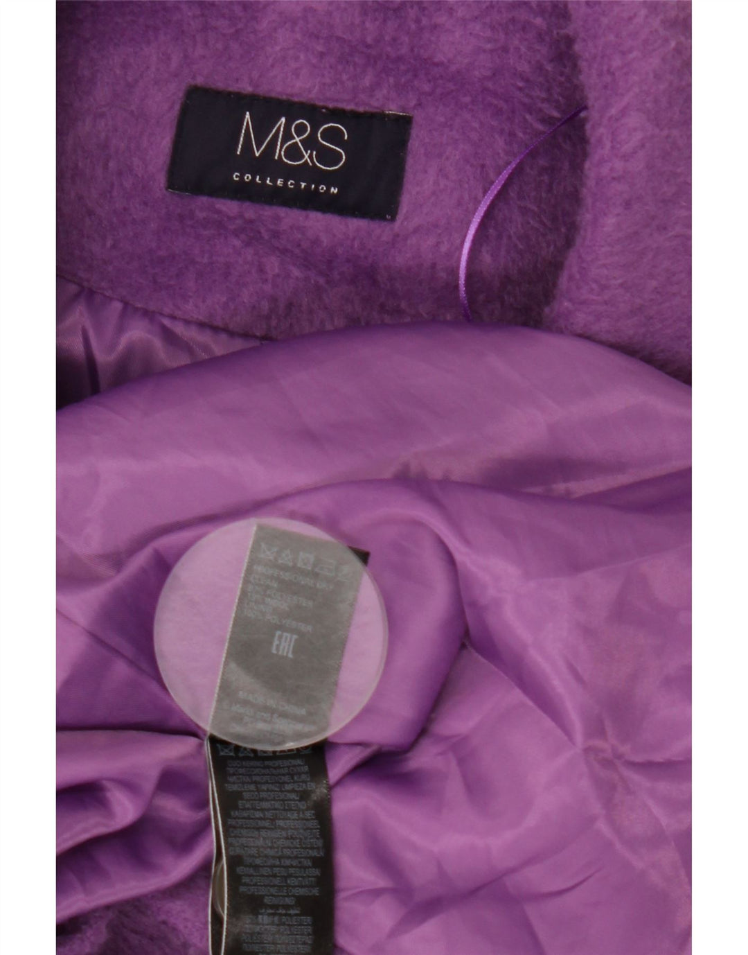 Cappotto da donna Marks & Spencer UK 14 grande poliestere viola
