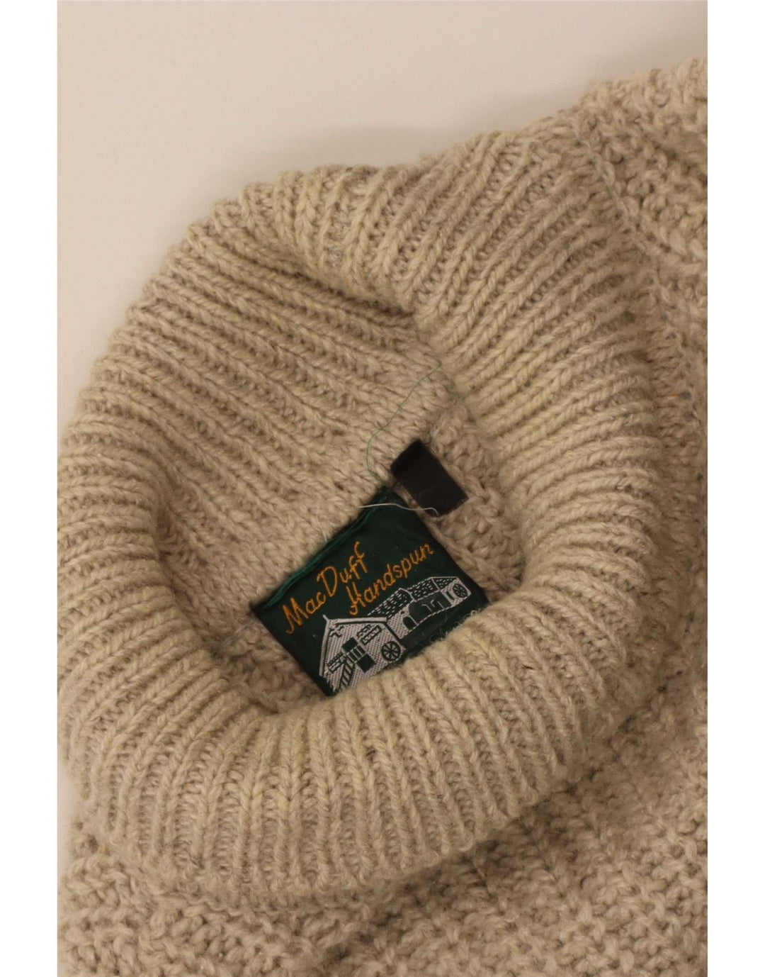 Maglione maglione vintage da uomo con collo alto, grande beige