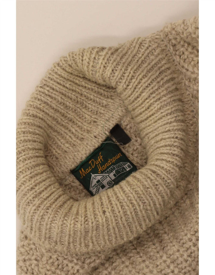 Maglione maglione vintage da uomo con collo alto, grande beige