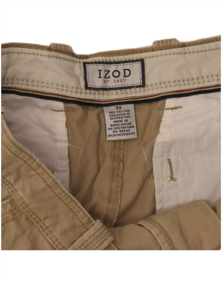 IZOD Mens Cargo Shorts W32 Medium  Beige Cotton