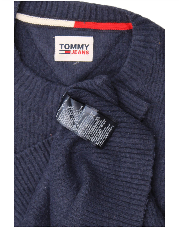 Maglione maglione girocollo da uomo Tommy Hilfiger grande poliestere blu navy