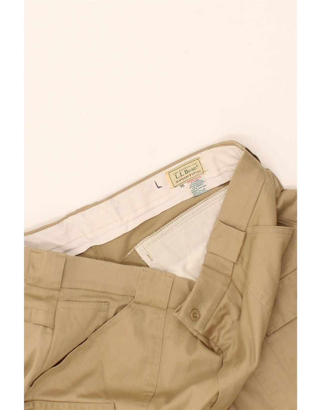 L.L.BEAN Mens Straight Cargo Trousers W36 L28 Beige Polyester Vintage L.L.Bean and Second-Hand L.L.Bean from Messina Hembry 