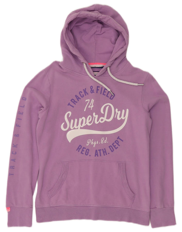 Maglione con cappuccio grafico da donna vestibilità ampia SUPERDRY UK 8 piccolo cotone viola
