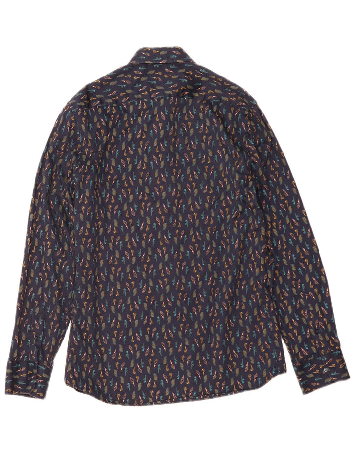 Camicia slim fit da uomo Zara con motivo astratto blu navy medio