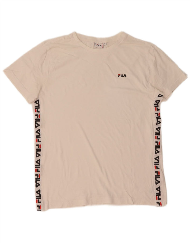 T-shirt grafica da uomo Fila Top grande in cotone bianco