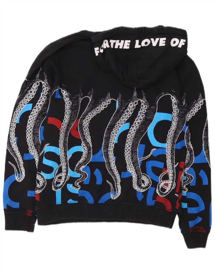 Felpa con cappuccio grafica da uomo Octopus piccola in cotone nero