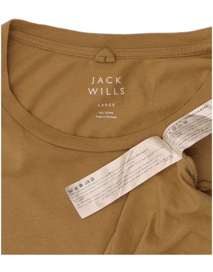 JACK WILLS Mens T-Shirt Top Large Beige Cotton