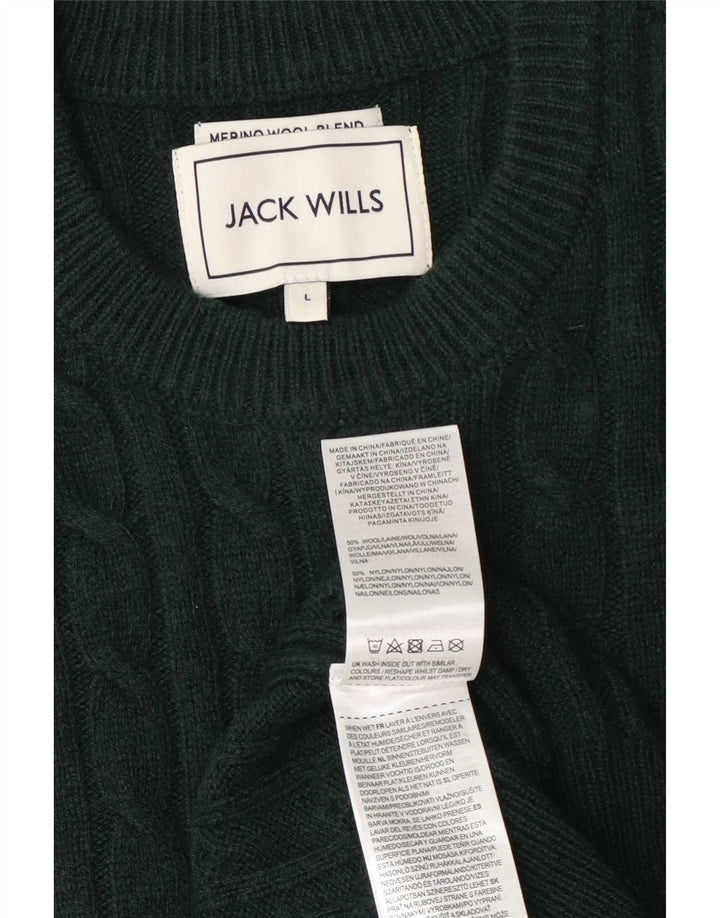 Maglione maglione girocollo da uomo Jack Wills grande lana verde