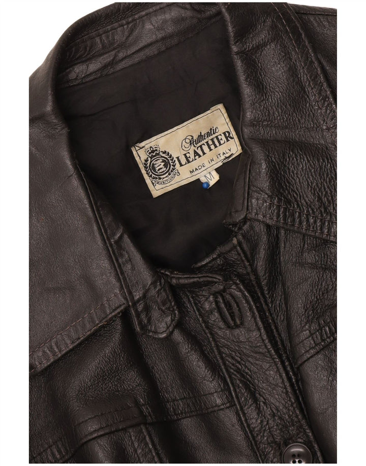 Giacca in pelle vintage da donna UK 12 media nera