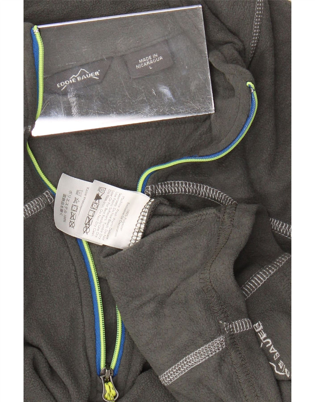 EDDIE BAUER Maglione in pile da donna con zip e collo UK 16 Large Grigio Poliestere
