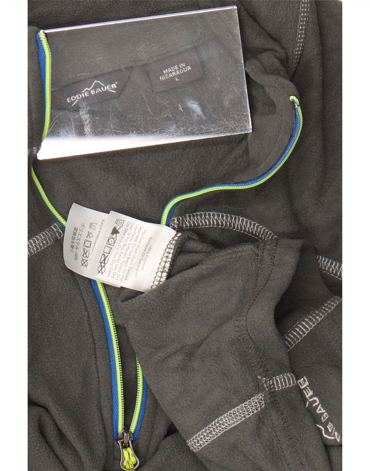 EDDIE BAUER Maglione in pile da donna con zip e collo UK 16 Large Grigio Poliestere