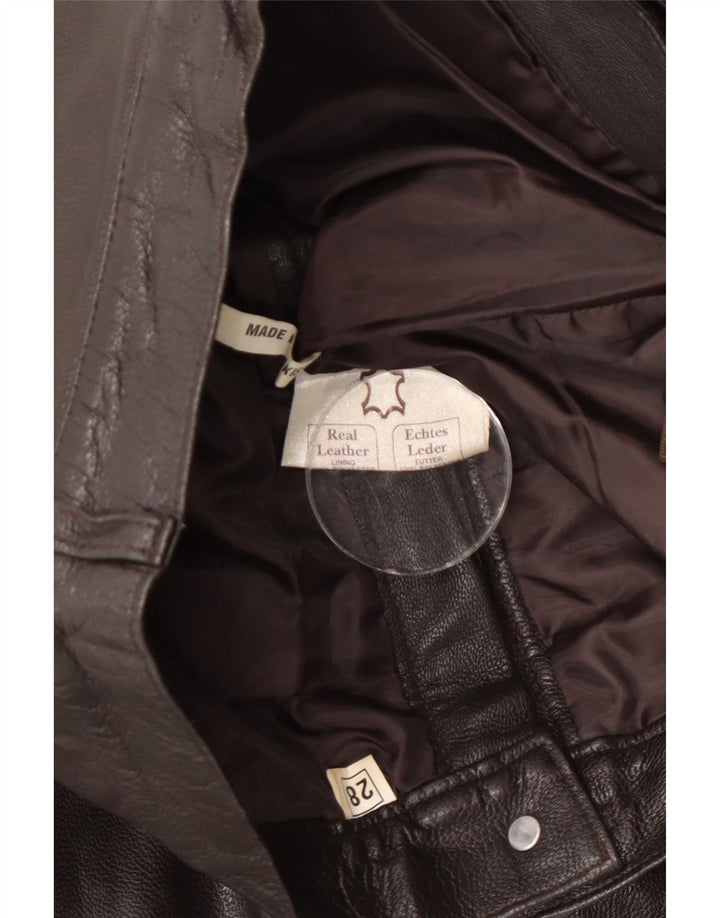 Pantaloni dritti in pelle da donna vintage W28 L29 in pelle marrone