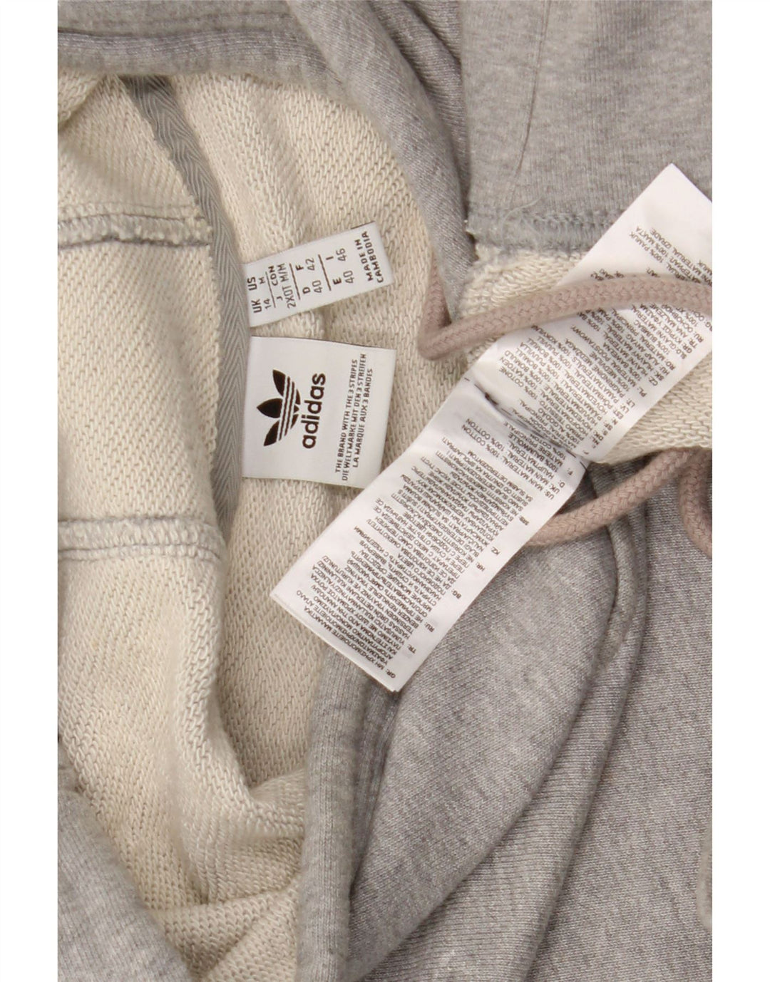 Felpa con cappuccio oversize da donna Adidas UK 14 cotone grigio medio