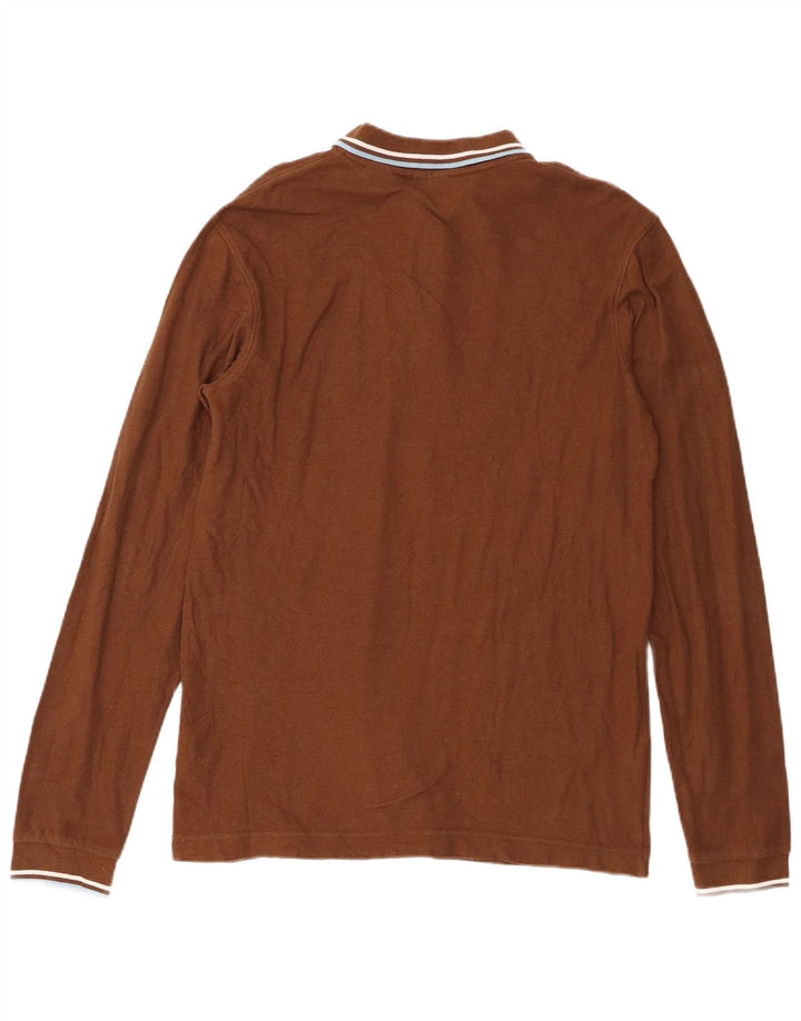 Polo da uomo a maniche lunghe Fila in cotone marrone medio
