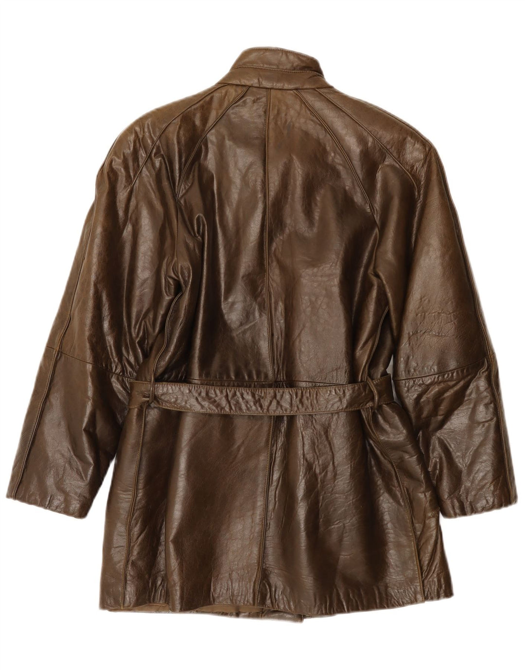 Cappotto in pelle da donna vintage IT 42 in pelle marrone medio