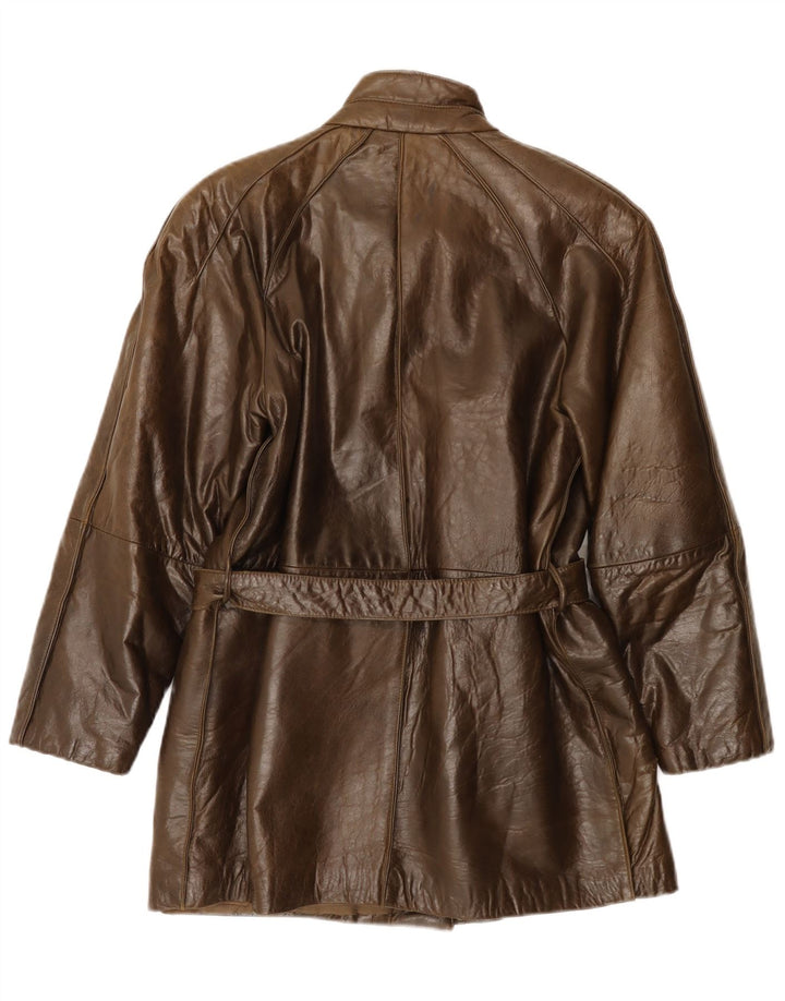 Cappotto in pelle da donna vintage IT 42 in pelle marrone medio