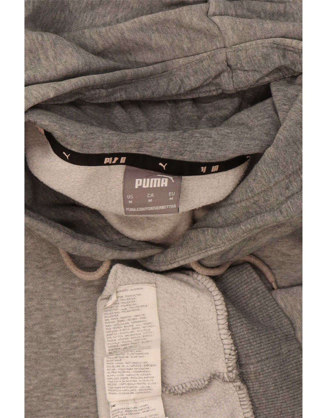 Felpa con cappuccio da uomo Puma in cotone chiazzato grigio medio