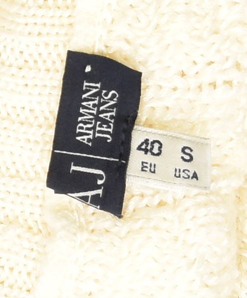 ARMANI JEANS maglione da donna con collo alto e maglione EU 40 medio bianco sporco