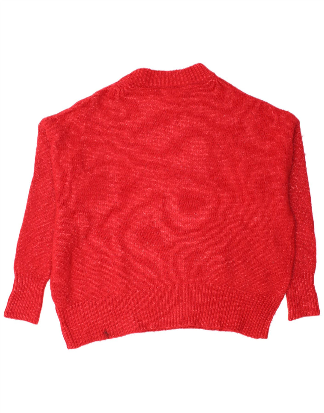 Maglione Girocollo Oversize da Donna ZARA UK 10 Piccolo Acrilico Rosso