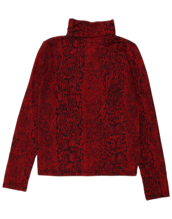 Top Zara da donna a collo alto a maniche lunghe UK 12 rosso medio stampa animalier