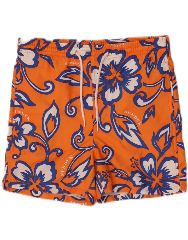 Pantaloncini da bagno grafici da uomo Sundek Poliestere floreale arancione medio